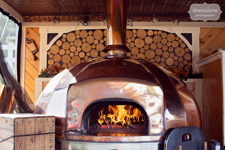 View of the woodfired pizza oven at the Warfield House Inn.