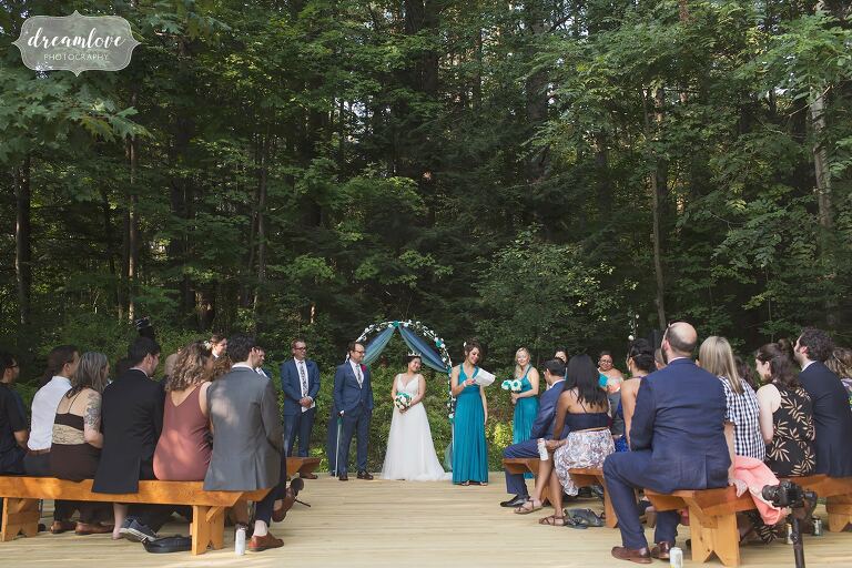 Example of backyard wedding ceremony set up.