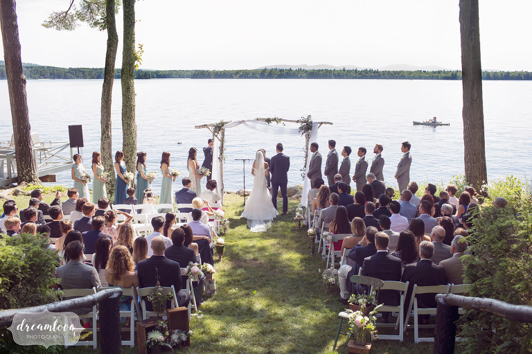 This Wolfeboro NH wedding in the groom's backyard overlooked Lake Wentworth.