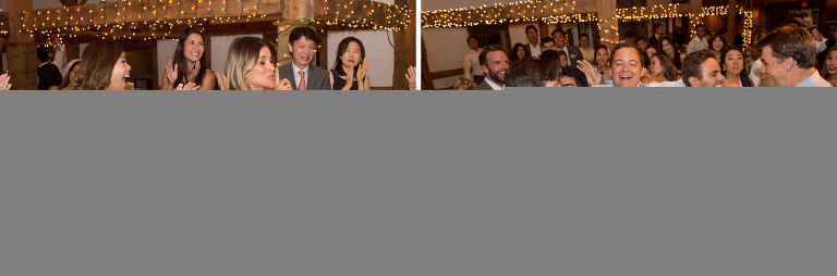 Funny photos of the girl catching the bouquet at wedding reception in Wolfeboro.