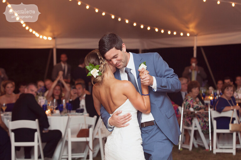 Emotional first dance photo on Cape Cod.