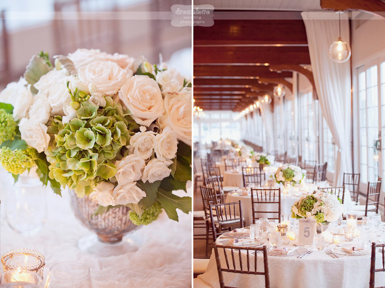 The Wychmere Beach Club offers a stunning reception space. It is surrounded by tall windows with great views of the ocean. The natural light in this room is just spectacular! 