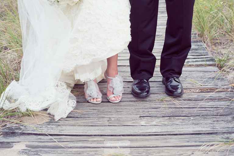 Detail of the couples' wedding day shoes. 