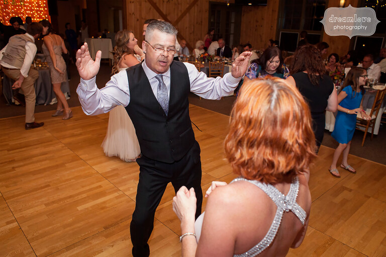 Dancers at the reception for this Sugarbush wedding in Vermont.