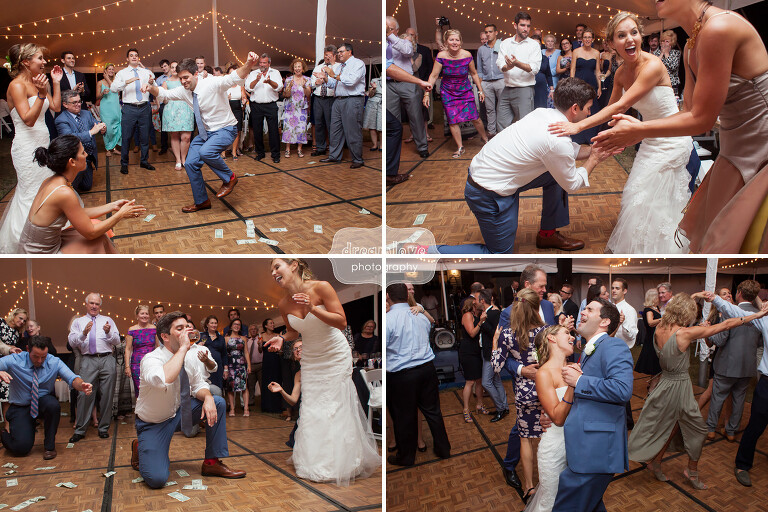 Funny photos of groom doing the Zeibekiko dance at this Cape Cod greek wedding.