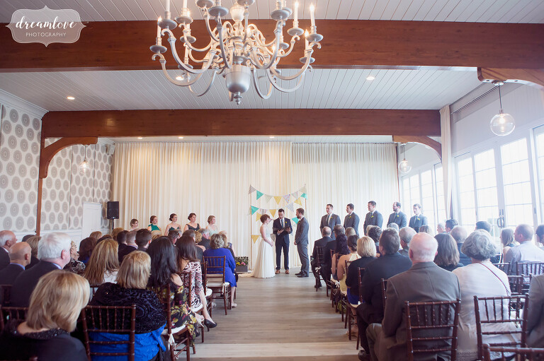 View of the indoor ceremony space at the Wychmere on Cape Cod, MA.