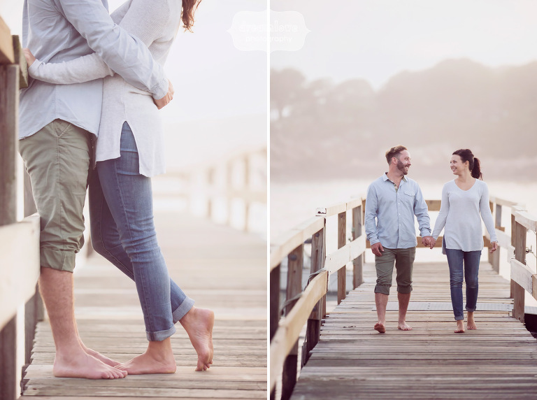 Casual Anthropologie style engagement photos at the Singing Beach in MA.