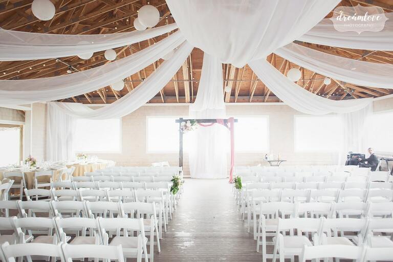 Pavilion wedding inside at Thompson Island.