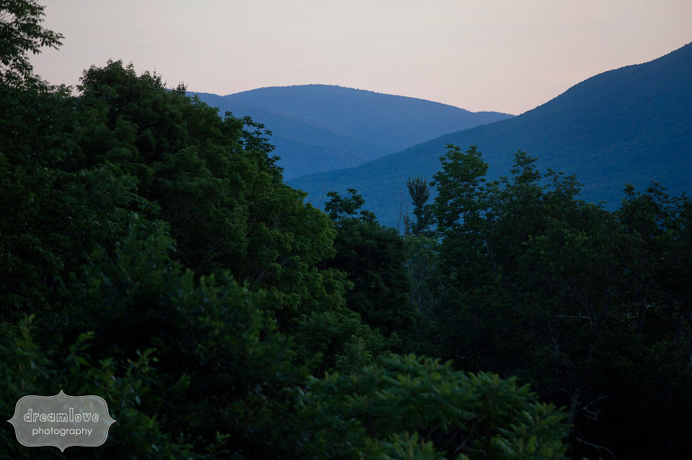 View of the green mountains from the Hildene Linoln Family Home wedding venue in VT.