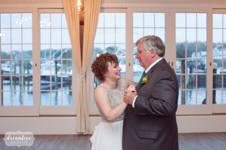 Father and daughter dance at the Wychmere Beach Club wedding.