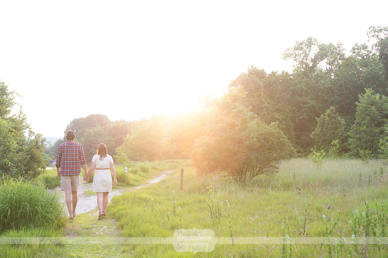 Sunset engagement photography along the Merimack River in Concord, NH at the Conservation Area.