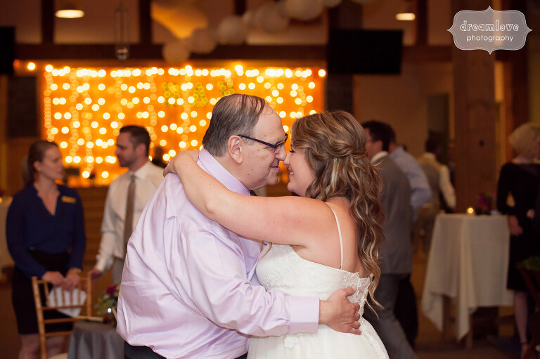 Father daughter dance during this Sugarbush, VT wedding reception.