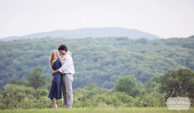Scenic landscape engagement photo of the couple in Hudson Valley, NY.