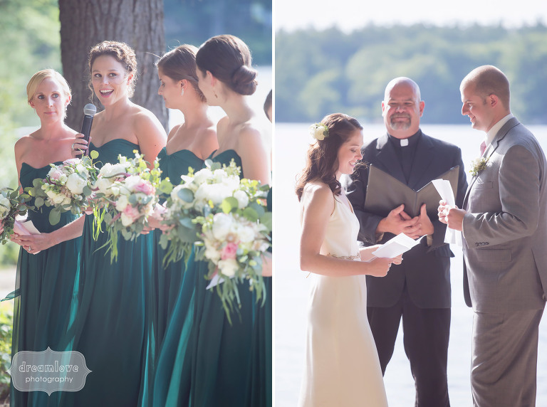 Photos of the wedding ceremony at the Woodbound Inn in NH.