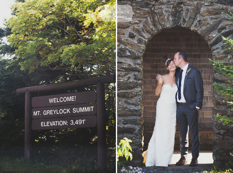 Bride and groom at Mount Greylock in Western MA.