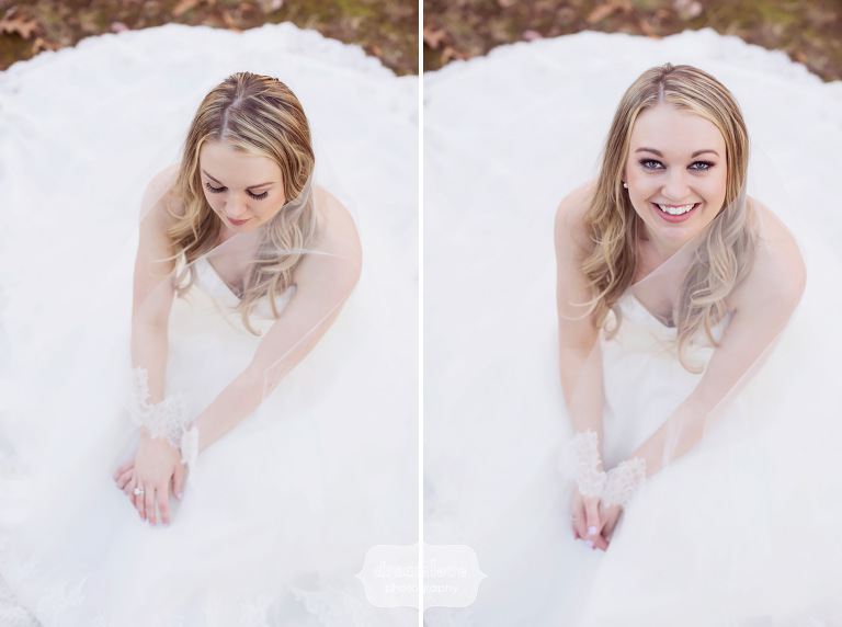 Fairytale wedding bridal portraits at this late fall wedding in CT.