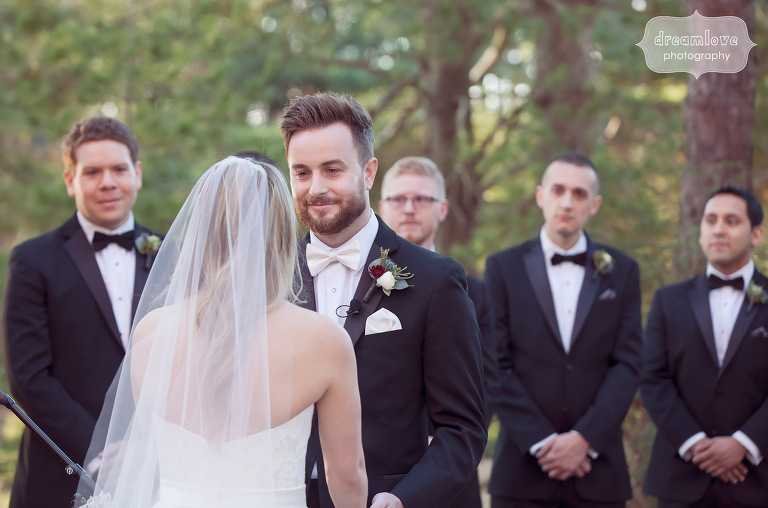 Must have photo of the groom's face looking at bride during vows. 