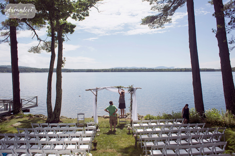 This backyard wedding had a beautiful set up on Lake Wentworth in Wolfeboro, NH.