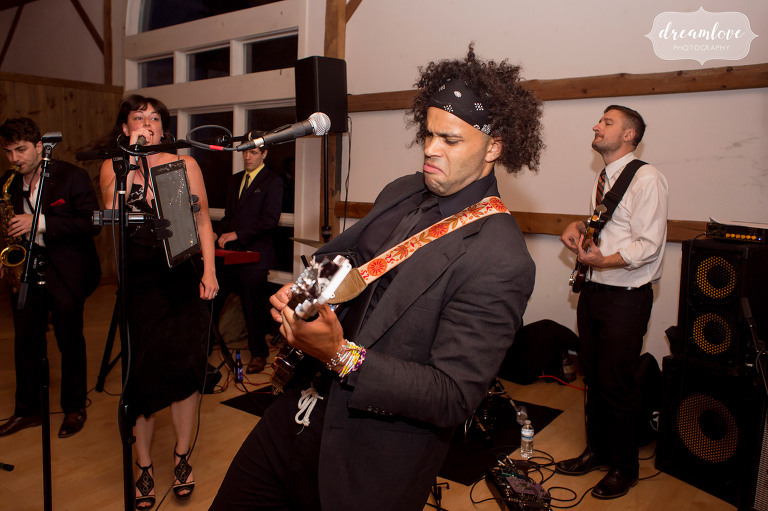 A wedding band performs at the Inn on Main reception in Wolfeboro.