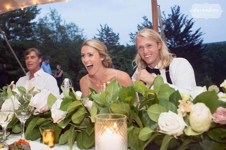 Hilarious wedding toast by maids of honor at this One Barn Farm reception.
