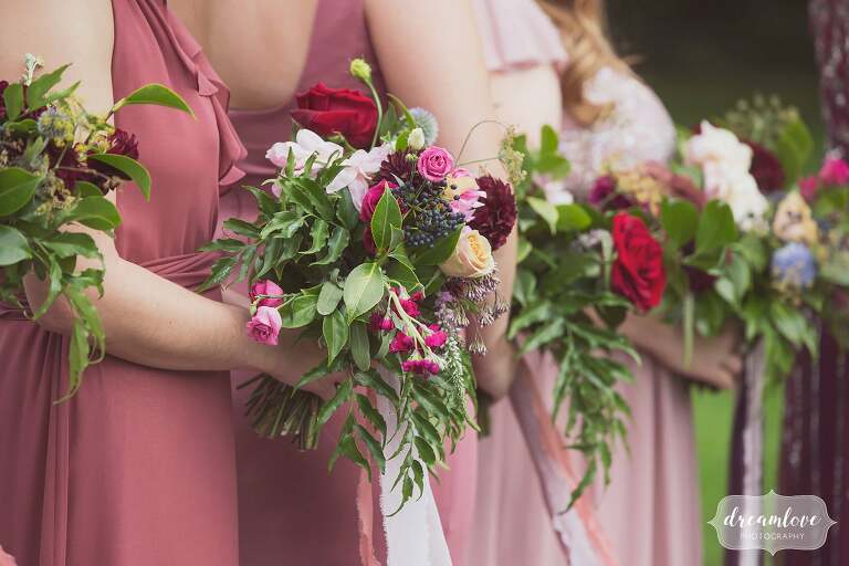 Fall bridesmaids bouquets at Linden Place.