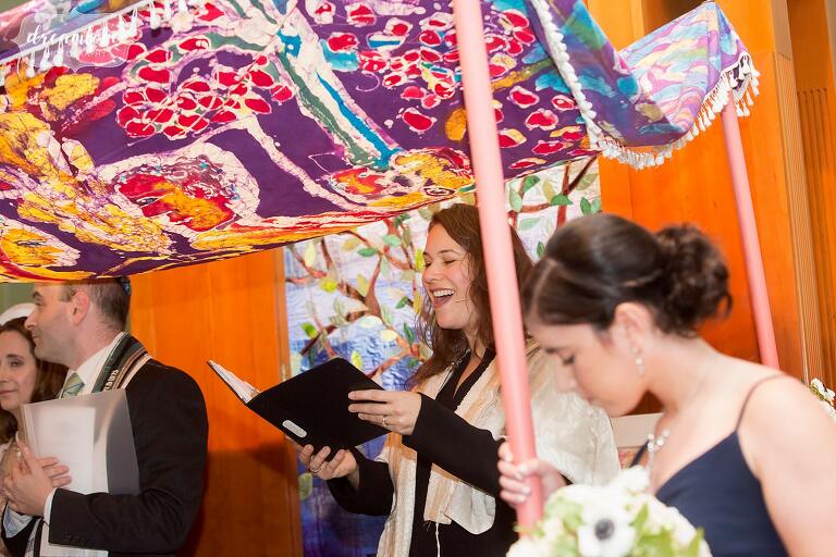 Rabbi at Boston Jewish wedding at Temple Shir Tikva.