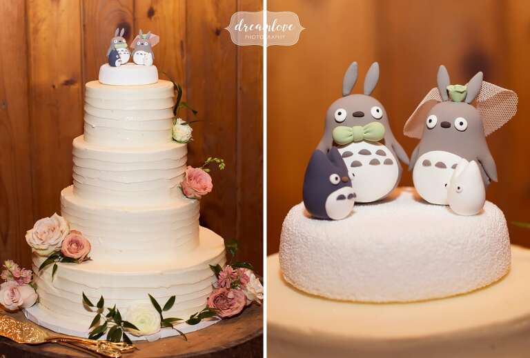 Totoro cake topper at Hudson Valley wedding.