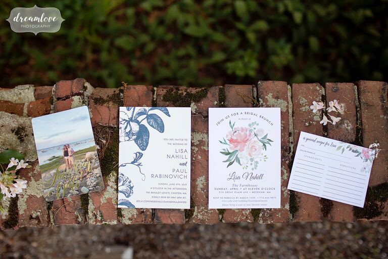 Bradley Estate watercolor floral wedding invitations.