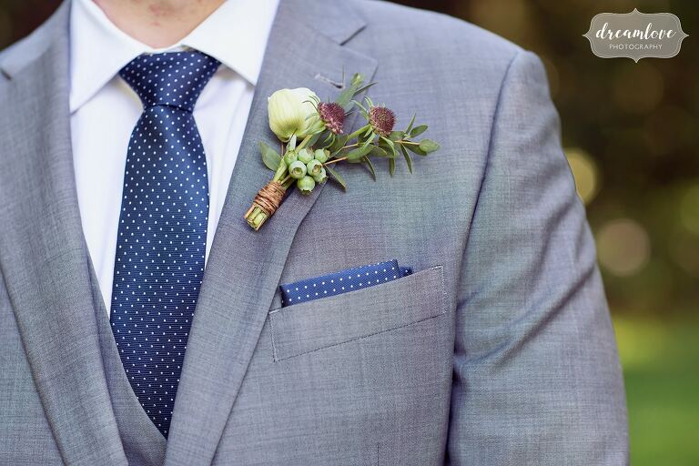 Orly Khon Floral boutonniere at Lyman Estate.