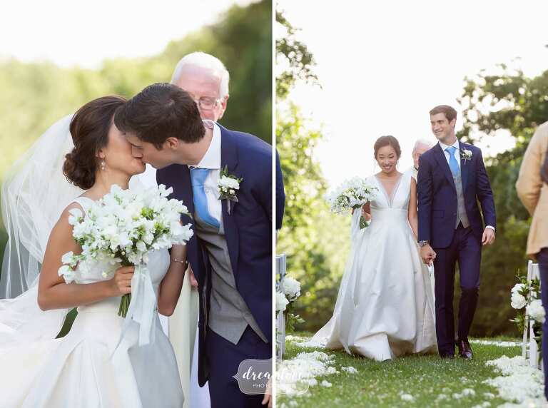 bride-groom-kiss-garden-ceremony