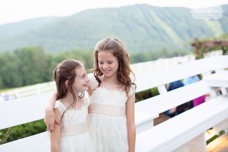 Flower girls on the patio at Warfield House Inn.