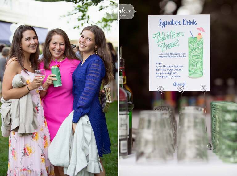 Signature watercolor drink signs by Michelle Mospens.