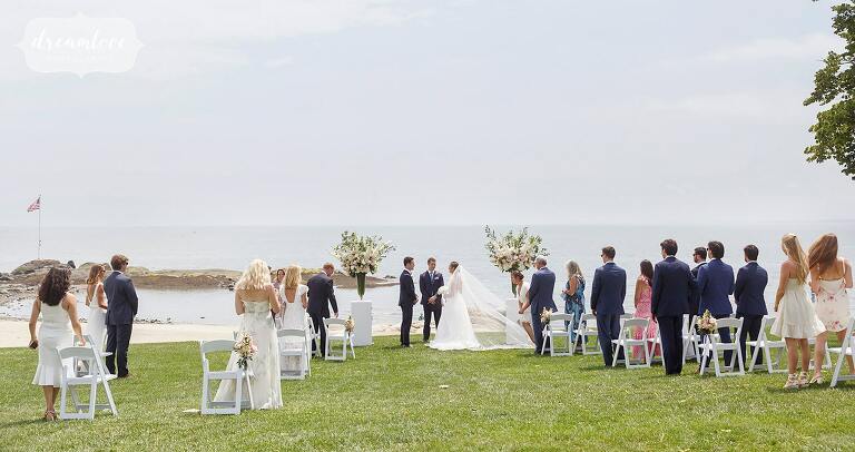 Wedding ceremony on the beach in Stamford, CT at Woodway.
